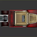 Golden And Red Modern Truck With Streamlined Cab And Shiny Exterior