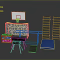 Sports Training Equipment With Basketball Hoop Soccer Goal Ladder Balance Beam And Gym Mat