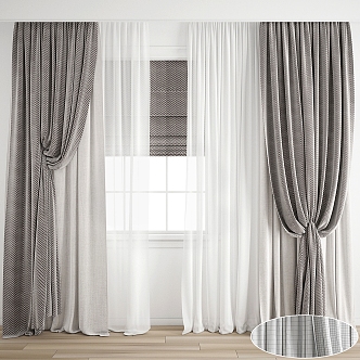 Modern curtain gauze combination 3d model