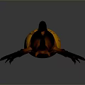 3D Model of Beetle With Yellow Black Spotted Body Long Black Horn and Orange Parts