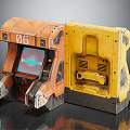 Orange And Yellow Sci Fi Mechanical Device Featuring Display Screen And Components