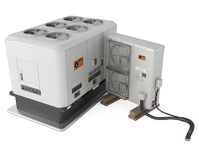 Commercial Industrial Air Conditioner Fan With Multiple Blades And Cooling Unit 3d model