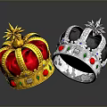 Exquisite Crown Jewelry With Red Gold And Silver Design Decorated With Colorful Gemstones