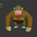 Cartoon Style Orange Gorilla 3D Sculpture in Standing Pose with Shiny Surface