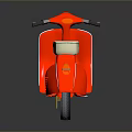 Vintage Red Scooter With Shiny Finish Beige Seat And Classic Design