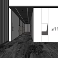 Modern Elevator Hallway Interior Design With Paneled Walls And Textured Floor