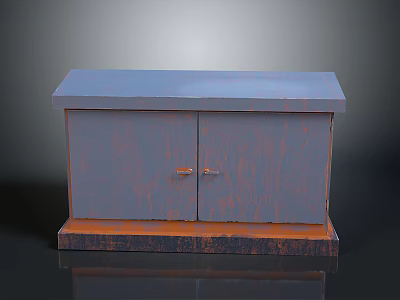 Sturdy Metal Computer Cabinet With Two Doors Rustic Finish And Dark Base Heavy Duty Design 3d model