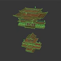 Traditional Chinese Wooden Architecture With Multi Tiered Design And Overhanging Eaves Model