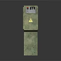 Green Textured Operation Pillar With Panel Buttons And Warning Signs
