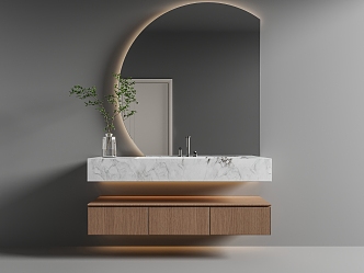 Bathroom cabinet mirror combination sink 3d model