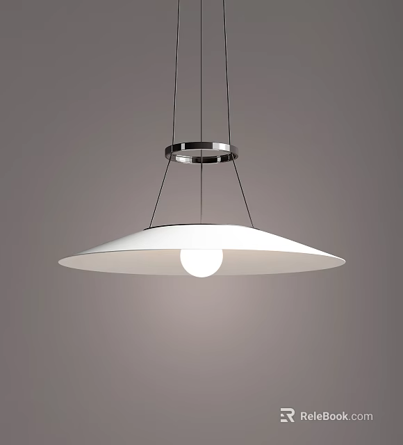 Modern Minimalist Ceiling Pendant Light Design With White Shade And Metallic Frame 3d model 