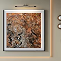 Abstract Art Painting With Textured Brown Black Orange Hues For Modern Wall Decor