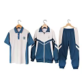 Blue And White Striped School Uniform Clothes With Polo Shirt Jacket And Pants