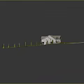 Residential Two Story House Model With Sloped Roof Green Lawn And Aligned Bushes