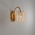 Elegant Gold Wall Lamp With Feather Shaped Glass Shades For Interior Decoration