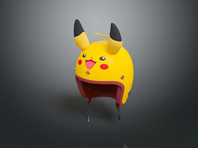 Pikachu Motorcycle Helmet Electric Car Helmet Battery Car Helmet Civilian Helmet Racing Helmet Driver Helmet 3d model