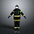 Firefighting Protective Suit With Black Yellow Reflective Stripes Helmet And Gloves