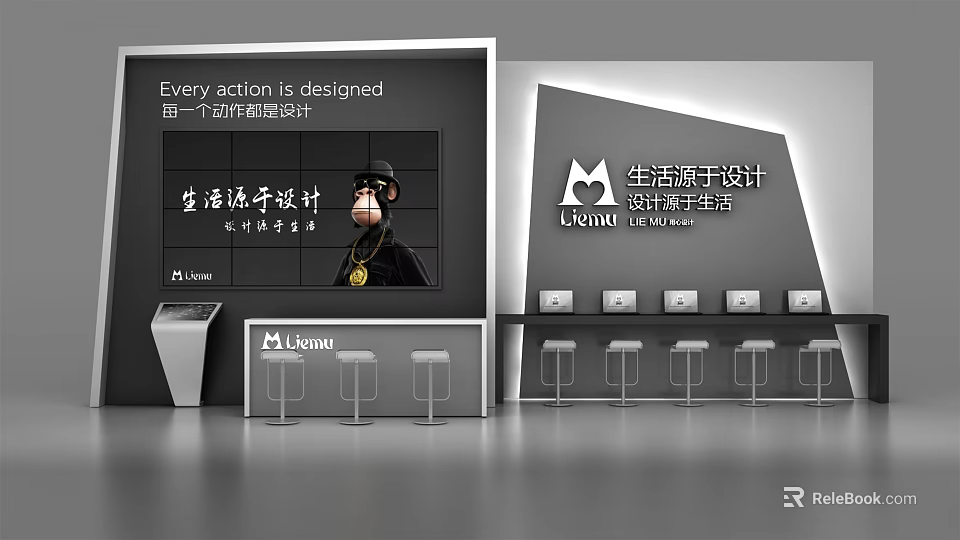 Modern Display Shelves With Sleek Design And Counters For Lifestyle Product Showcases 3d model 