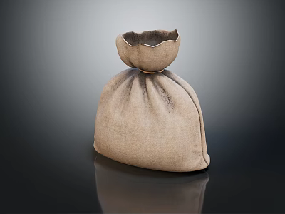 Practical Household Burlap Storage Bag with Drawstring Closure and Natural Material Design 3d model