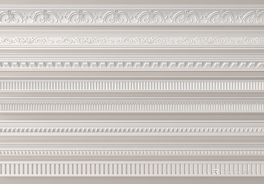 Various Intricate Gypsum Molding Designs And Patterns For Home Interior Decoration 3d model 