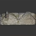 Ancient Stone Room With Vaulted Ceiling Stone Walls And Orange Stained Floor