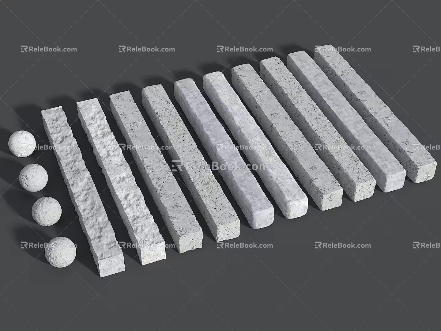 Damaged stone column Damaged ball Damaged cement column Old column Cement column Cement column Concrete column Cement component 3d model