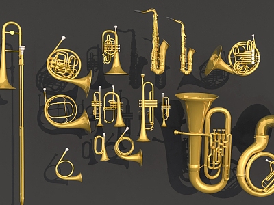 Light Luxury Musical Instrument Large small size Saxophone 3d model