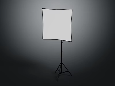 White Softbox on Black Tripod Stand for Photography Lighting in Dark Gray Background 3d model