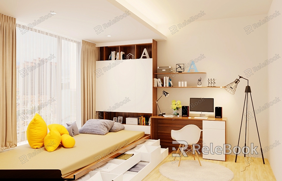 Modern Tatami Bedroom Children's Room Second Bedroom model