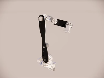 Industrial Mechanical Arm Equipment With Black Component And Silver Joints Mounting Base 3d model