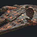 Detailed Starship Model With Orange Gray Armor Engine Cockpit And Complex Structure 3d model