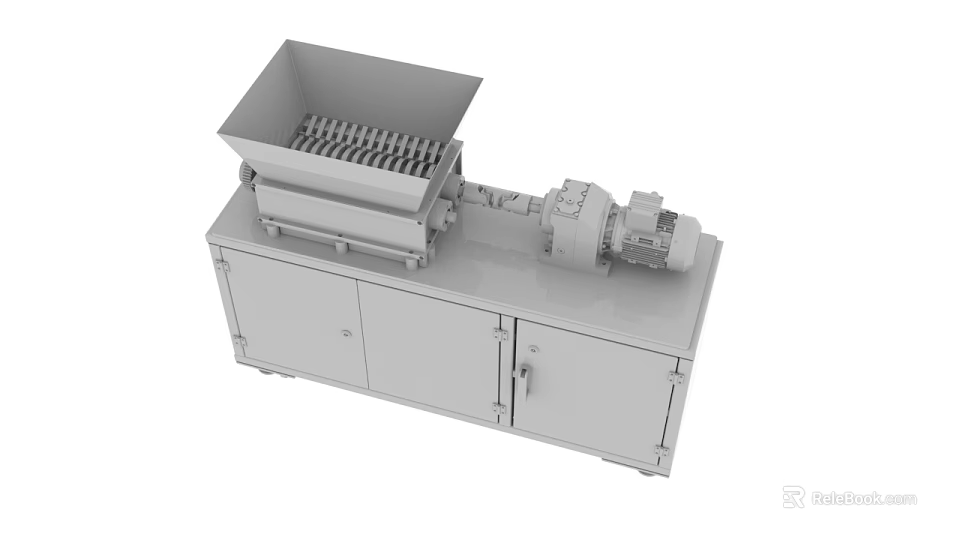 Industrial Mechanical Processing Equipment with Hopper Conveyor Belt and Motor Cabinet 3d model 