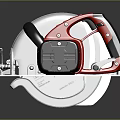 Professional Electric Circular Saw with Red Silver Handle and Metal Base RAZOR