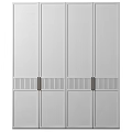 Sleek Modern White Wardrobe Interior With Gold Handles And Lattice Panel Design