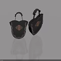 Traditional Swing Doors With Black Fabric And Intricate Embroidery Patterns For Home Interior