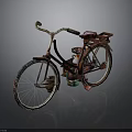 Vintage Bicycle With Red Seat Decorative Frame Spoked Wheels And Metal Accessories