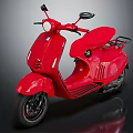 Red Vintage Scooter Motorcycle With Smooth Body And Glossy Black Seat