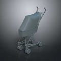 Gray Stroller 3D Model With Canopy Four Wheels And Foldable Structure 3d model