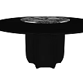 Modern Round Dining Table With Black Textured Pedestal And Marble Top 3d model