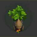 Orange Robot Character With Green Eyes And Leaves Holding Sunflower Pot On Transparent Base
