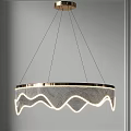 Modern Hanging Chandelier with Wavy Design Metallic Frame and Illuminated Light in Interior