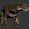 Realistic Brown Dinosaur 3D Model With Sharp Teeth And Textured Skin On Gray Background 3d model