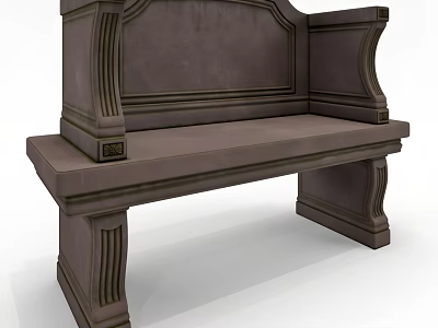 Ornate Stone Landscape Bench With Classical Carved Details For Outdoor Gardens 3d model
