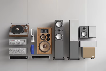Audio combination speaker combination subwoofer speaker record player audio-visual equipment 3d model