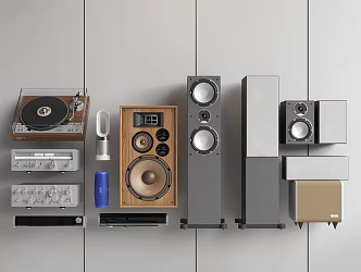 Audio combination speaker combination subwoofer speaker record player audio-visual equipment 3d model