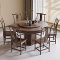New Chinese Dining Table and Chair Combination Dining Chair Round Dining Table 3d model