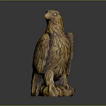 Detailed Wooden Eagle Sculpture With Perched Position And Intricate Feather Details