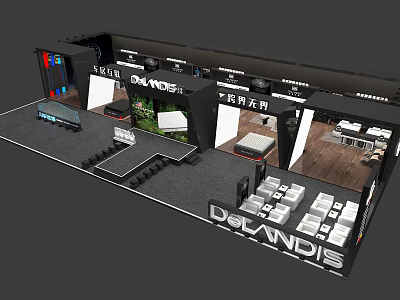 DOLANDIS Exhibition Booth Featuring Modern Design Screens Display Areas And Seats 3d model