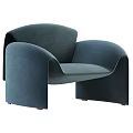 Modern Light Gray Leisure Chair With Curved Design And Rounded Armrests