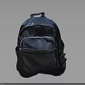 Dark Blue Nylon Backpack With Multiple Pockets And Zipper Closure Design